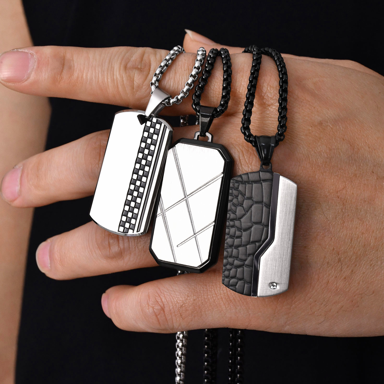 Mens Dog Tag Necklace - Stijlvolle herenhangerketting, roestvrijstalen hondenhalskettingen, trendy sieradengeschenken