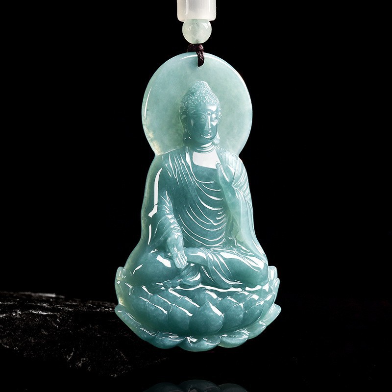 Necklace Pendant - Natuurlijke Birmese Jadeïet Boeddha hanger ketting