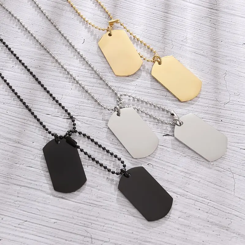 Mens Dog Tag Necklace - Eenvoudige roestvrijstalen dubbele dog tag ketting