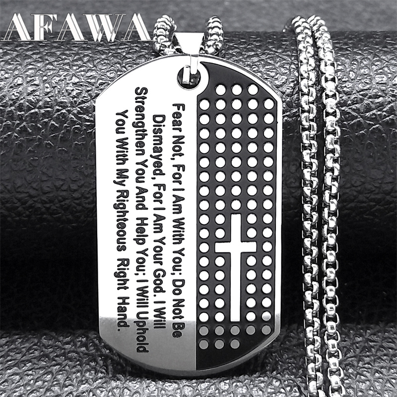 Mens Dog Tag Necklace - Angst niet voor ik ben met