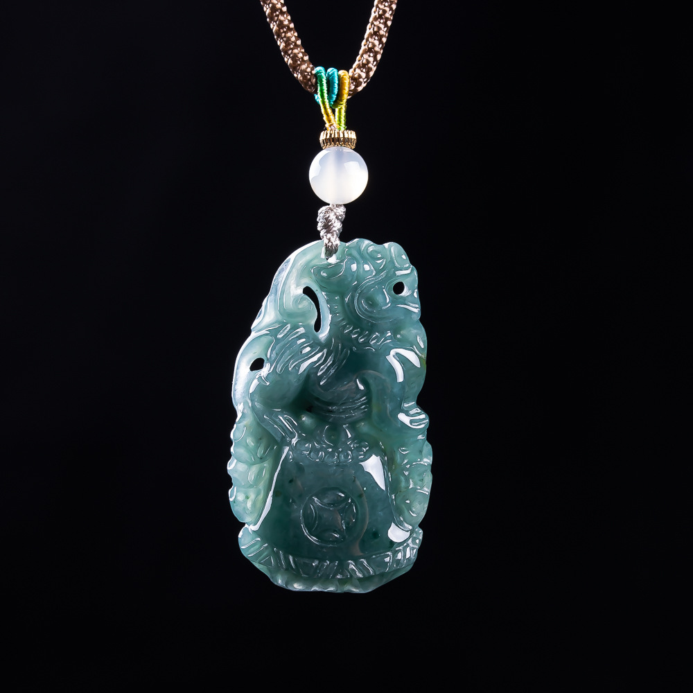 Necklace Pendant - Birmese Jadeïet Bixiu hanger ontwerper edelsteen
