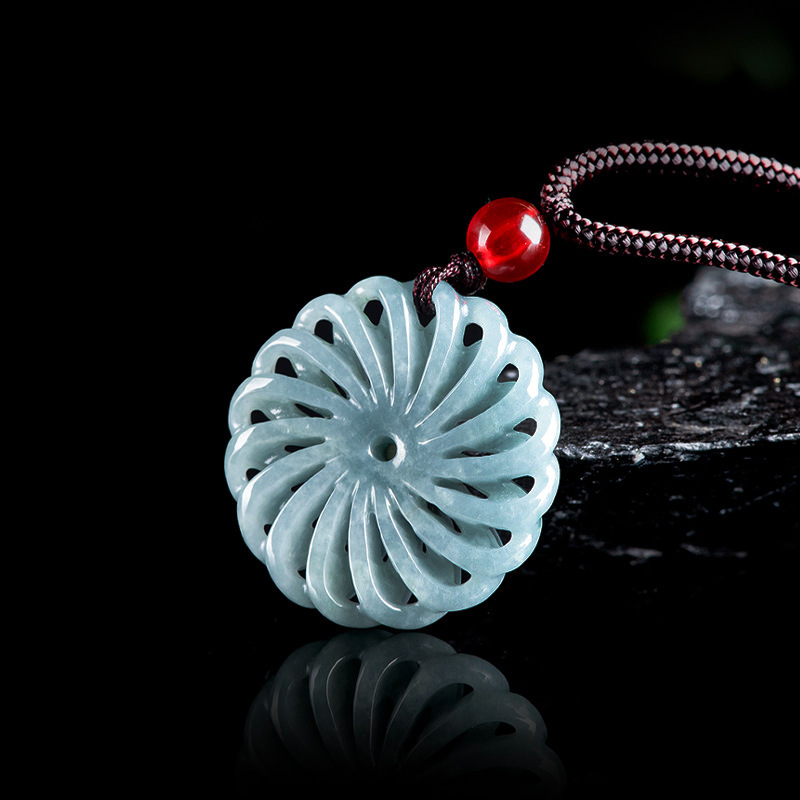Necklace Pendant - Burmese Jadeiet Bloemhanger Ketting Steen Modeaccessoires