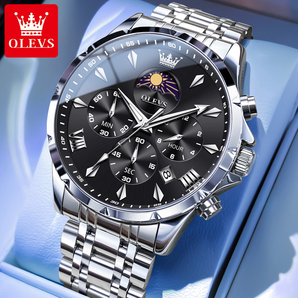 Jewelry Inspired Watches - OLEVS 3653 Merk Maanfase Kalender Herenhorloge