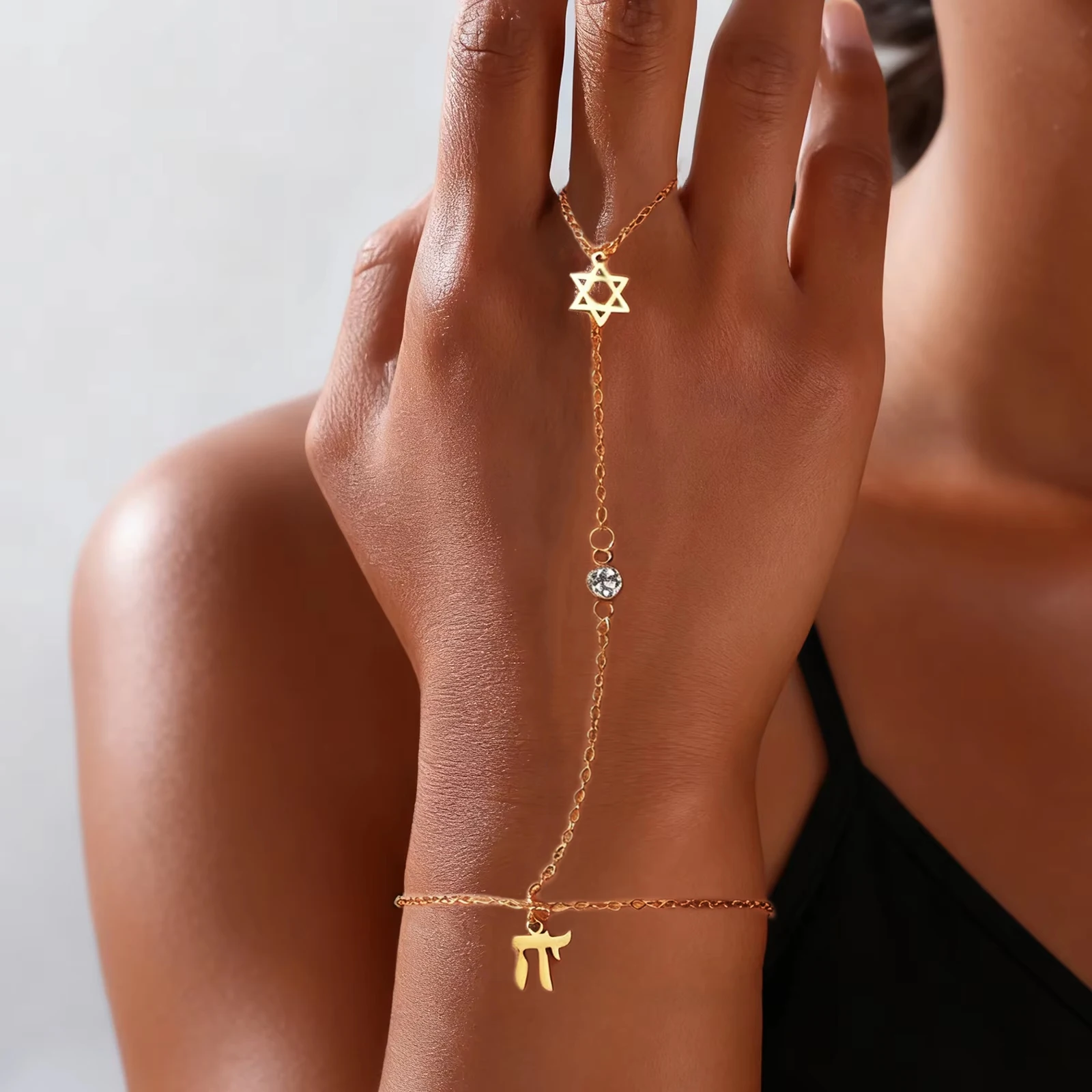 Jewelry & Watches Company - Joodse Davidster Hebreeuwse Letter Chai Vingerbandje