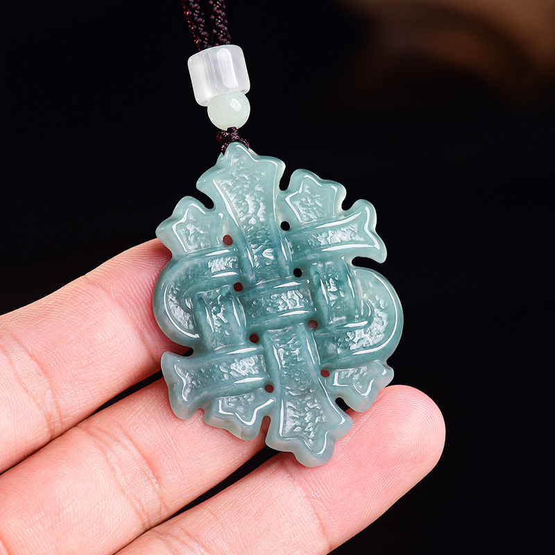 Jewelry & Watches Company - Natuurlijke Birmese Jadeiet Chinese Knoop Hanger