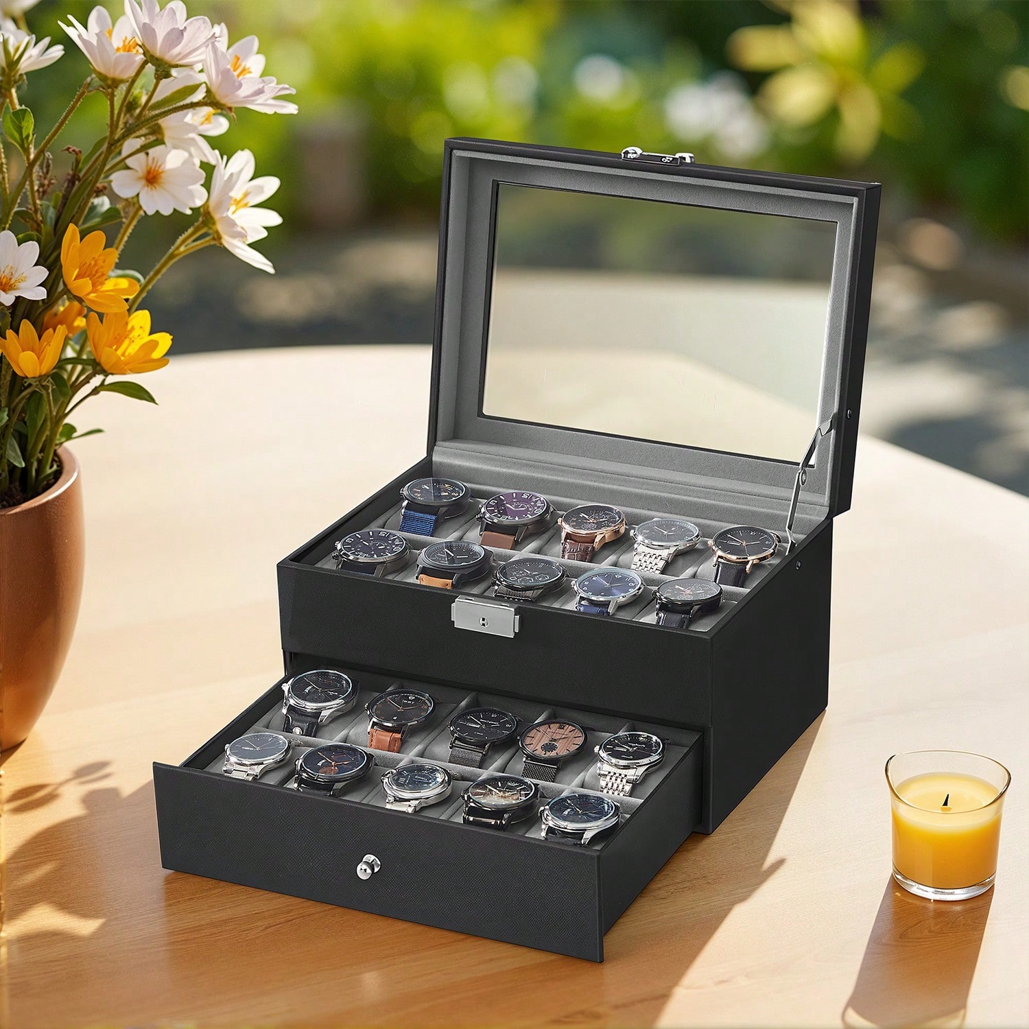 Horlogebox met 20 vakjes, glaz - Jewelry Watches Men recensie en prijs