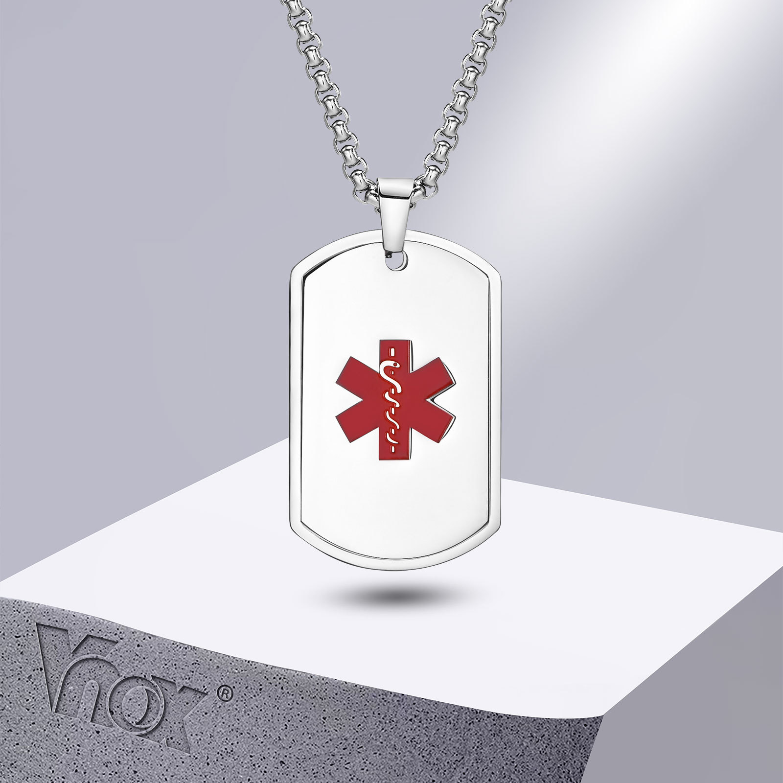 Vnox Medical Alert ID ketting  - Mens Dog Tag Necklace recensie en prijs